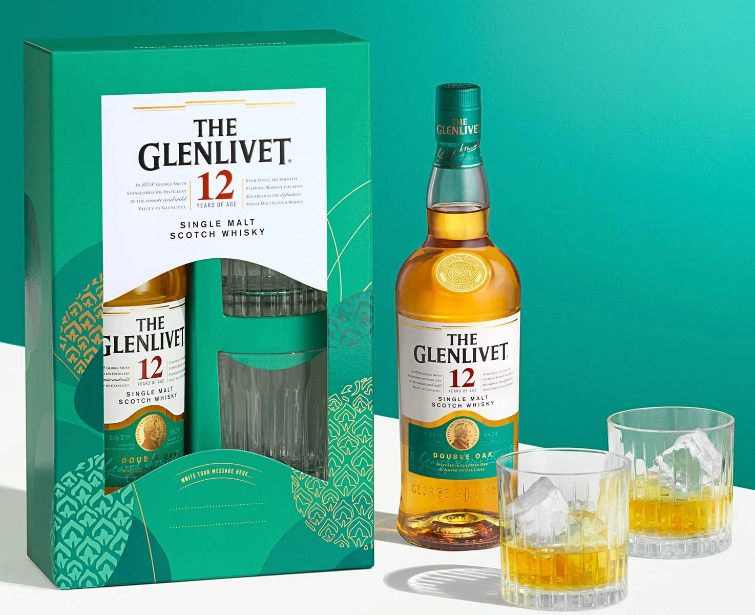 Glenlivet 12 Year Old Single Malt Scotch Whisky & Glasses Gift Set 70cl - Image 2